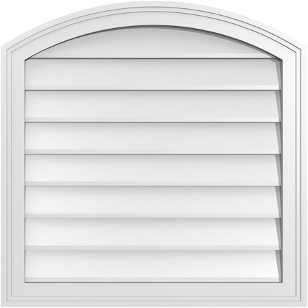 Ekena Millwork Arch Top Surface Mount PVC Gable Vent: Functional, w/ 2"W x 1-1/2"P Brickmould Frame, 26"W x 26"H GVPAR26X2602SF
